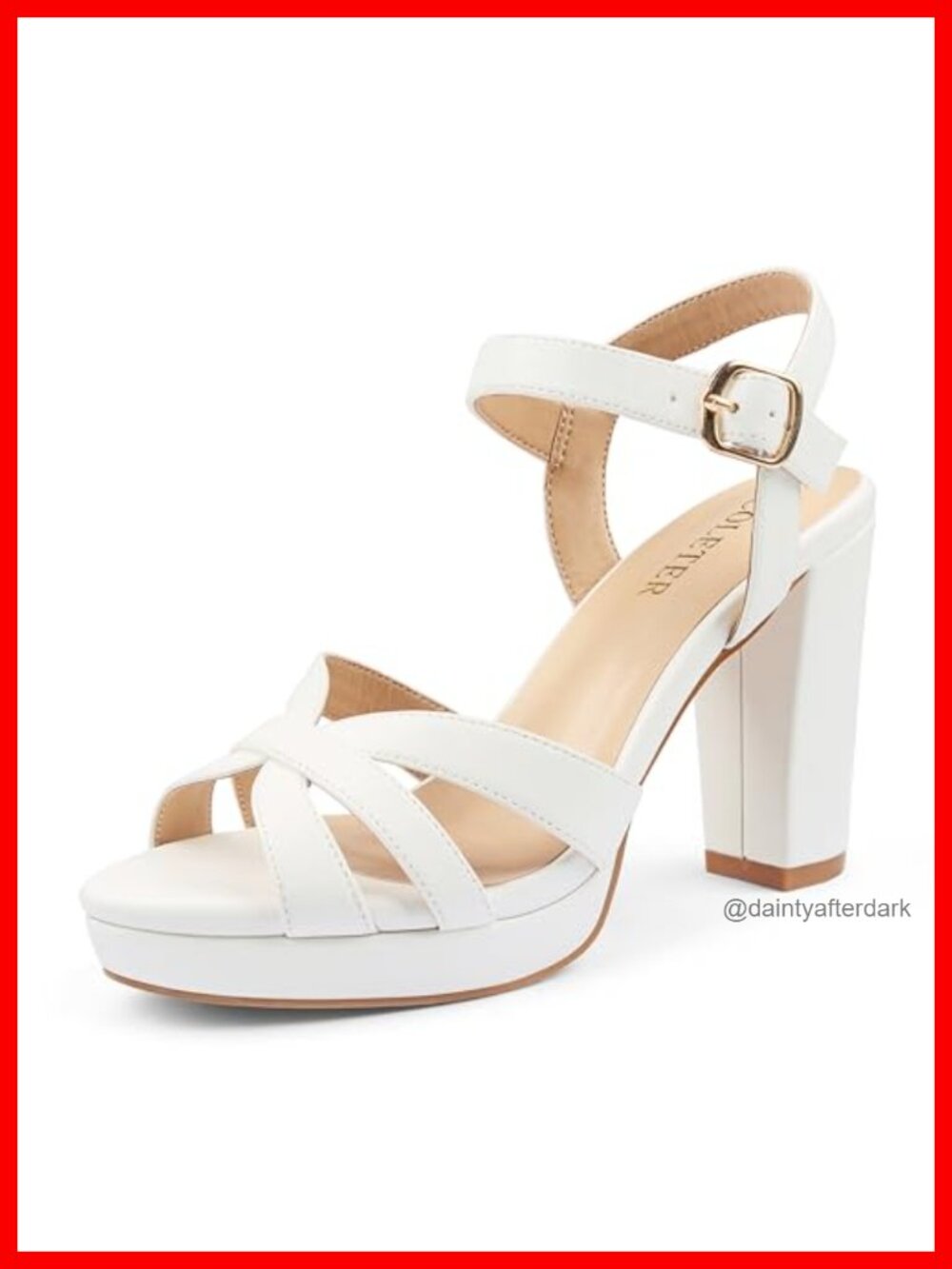 Crisscross Platform Block Heel Ankle Strap Dress Sandals Faux Leather Peep Toe